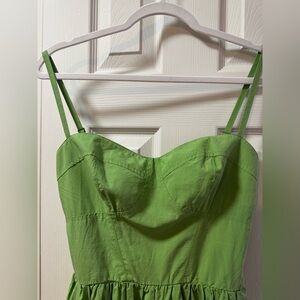 Green Strappy Bustier Cotton Maxi Dress